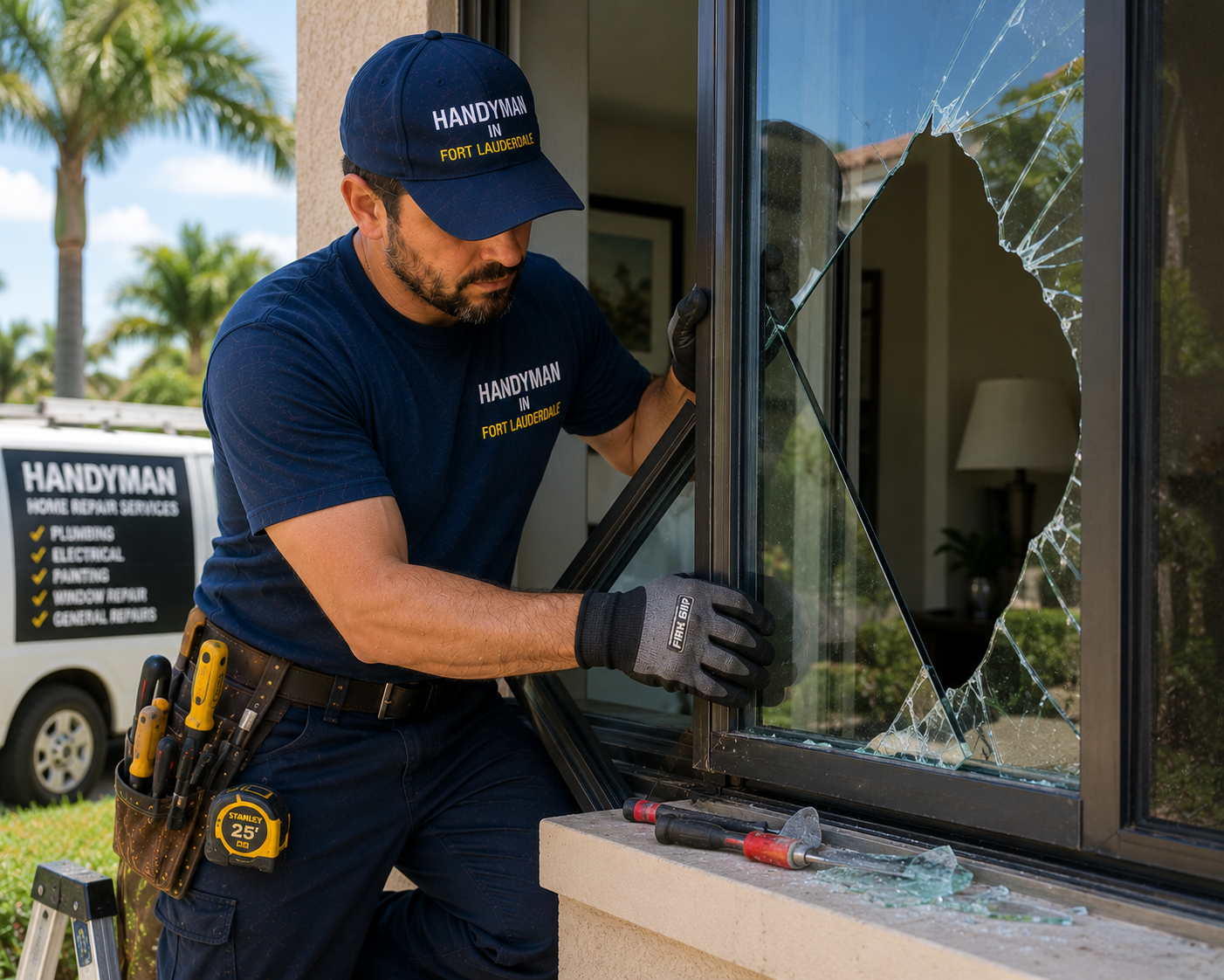 Servicios de mantenimiento en Fort Lauderdale Florida: reemplazo de vidrios rotos